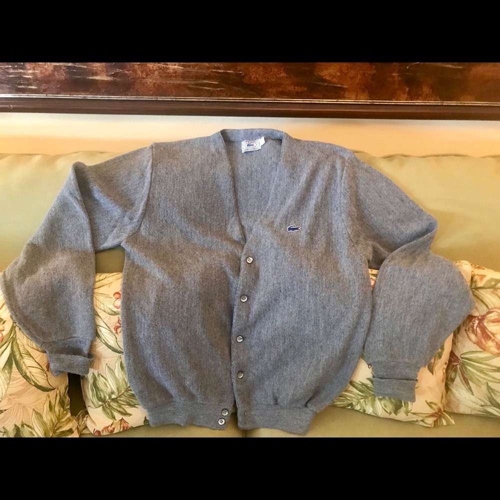 IZOD MENS V NECK GREY CARDIGAN SZ L.